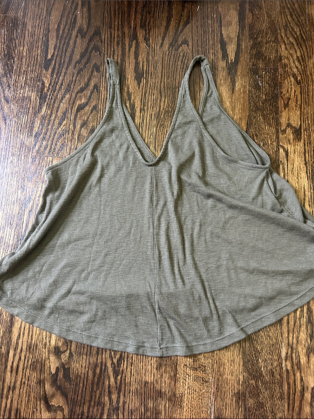 Free people flowy Ribbed double V-Neck Tank Top